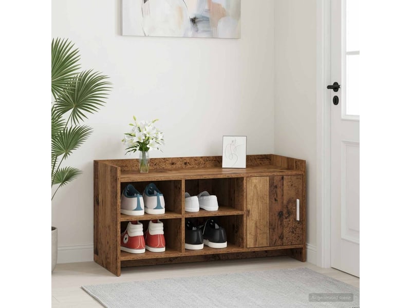  Meuble à chaussure, cabinet à chaussures avec porte bois ancien 100x39,5x51 cm  - Conforama B