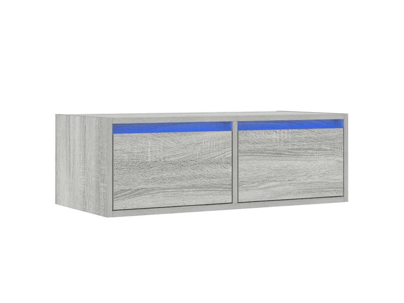  Meuble tv - banc tv - meuble de rangement avec lumières led sonoma gris 75x35,5x25 cm  - Conforama C