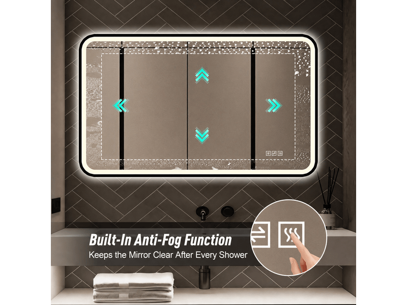  Miroir salle de bain led cadre aluminium noir antibuée 60 x 100 cm W3700P467928 - Conforama E