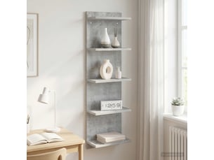 Étagère flottante, étagère murale gris béton 30 x 15 x 100 cm bois d'ingénierie cf42343