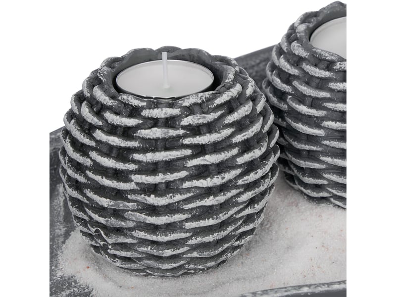  Lot de 4 bougeoirs forme feuille avec plateau décoration moderne salon ambiance cosy en métal blanc 13_0014781  - Conforama C