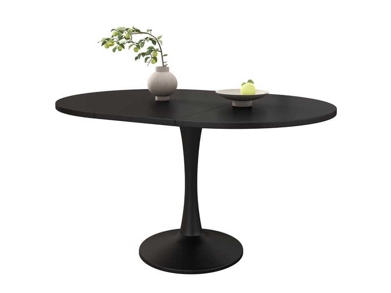  Table à manger 140x100x75 cm, design simple et moderne, ovale extensible, en mdf, noir  - Conforama A