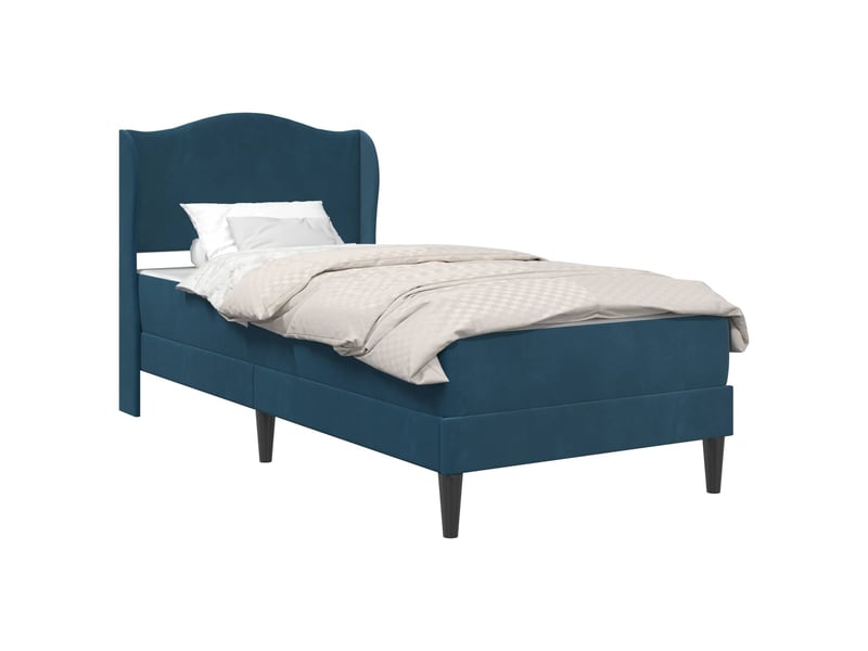 Lit simple- lit adulte - cadre de lit avec tête de lit bleu 100 x 200 cm velours - Conforama A
