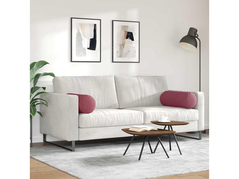  Lot de 2 coussins d'accent, coussins décoratifs, coussins lombaires tissu bordeaux ø 25 x 70 cm cf56688  - Conforama D