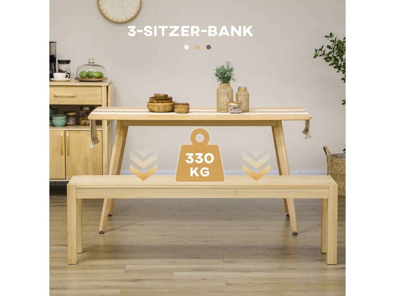  Banc en bois massif pour 3 personnes en pin naturel pour la cuisine  - Conforama E