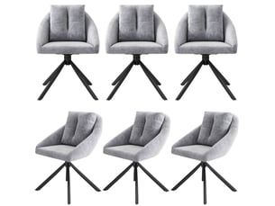 Lot de 6 chaises de salle à manger pivotantes en velours gris