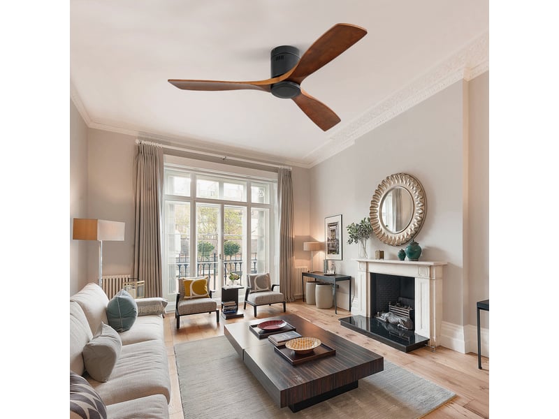 Ventilateur de plafond rolipo bois massif moteur dc silencieux sans lumière télécommande réversible - Conforama C