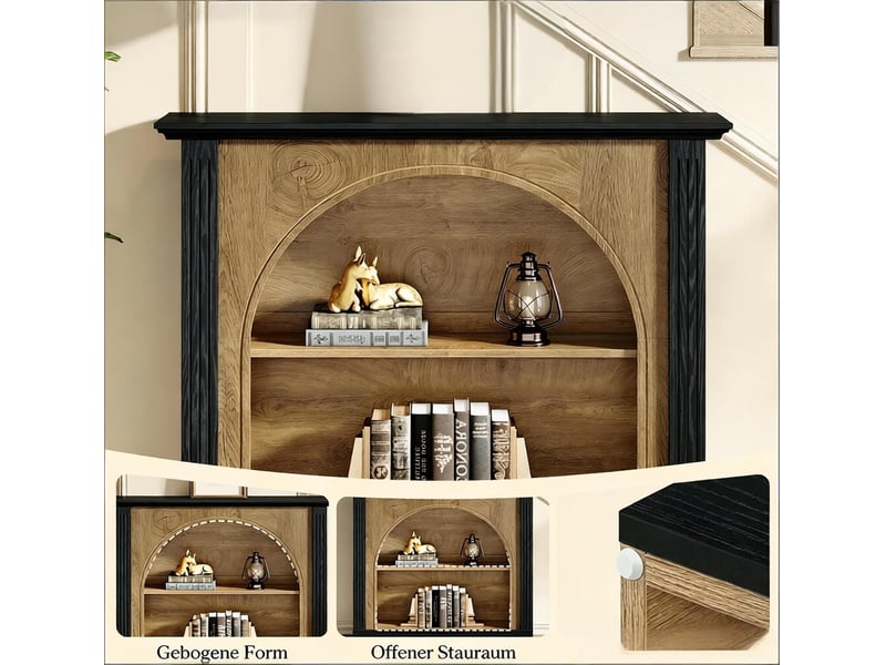  Console à 3 niveaux avec rangement pour entrée et salon en bois noir et rustique  - Conforama C