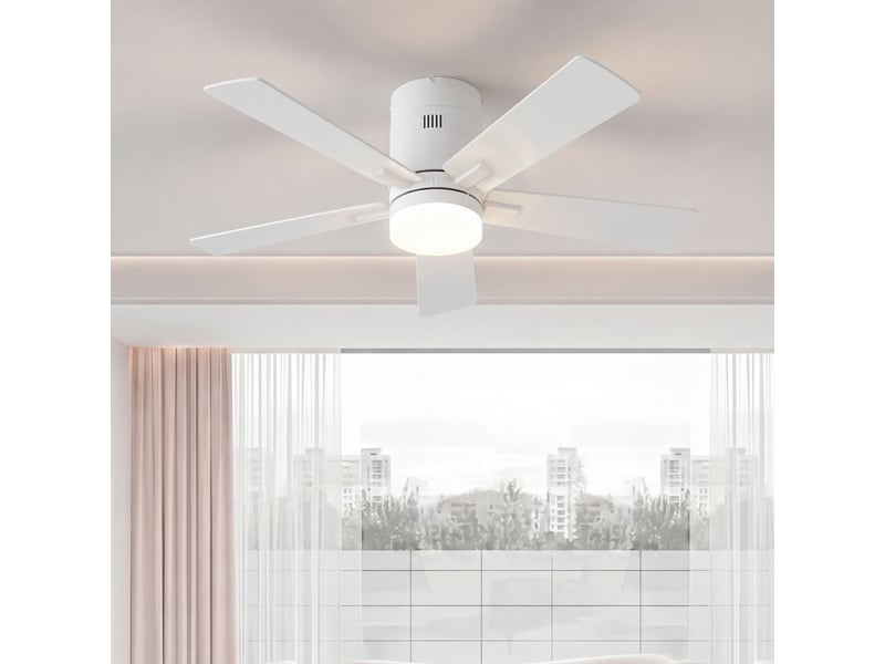  Ventilateur de plafond avec lumière led, 6 vitesses de ventilation, éclairage tricolore,blanc  - Conforama E