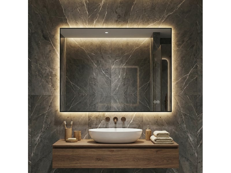  Miroir de salle de bains led 60x80 cm anti-buée aluminium argenté  - Conforama C