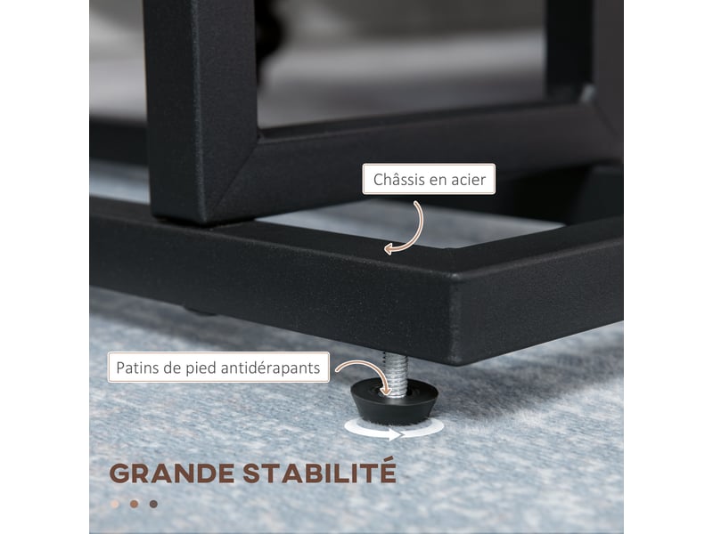  Table d'appoint bout de canapé avec porte-revues strucuture en acier design industriel noir marron foncé 49 x 19 x 55 cm  - Conforama R