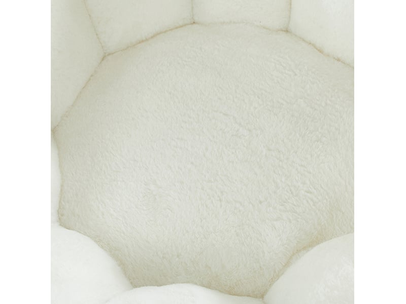  Fauteuil poire fleur 105x105x70 cm avec repose-pieds blanc crème  - Conforama D