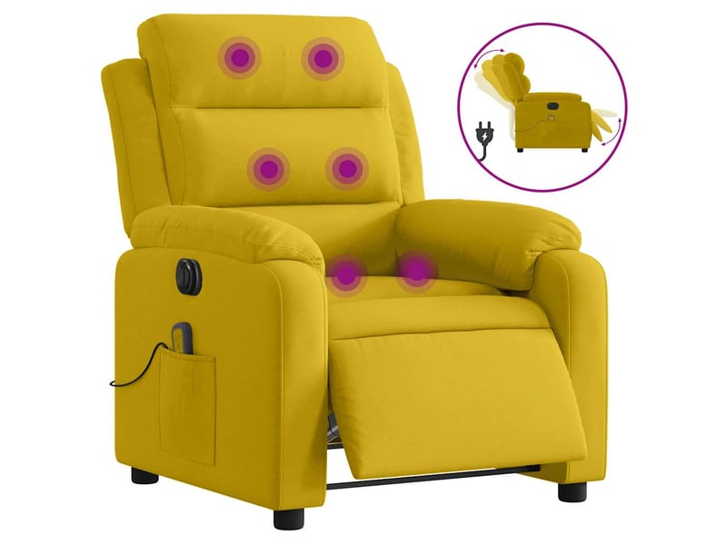  Fauteuil inclinable de massage électrique, fauteuil relax jaune velours shl48948  - Conforama A