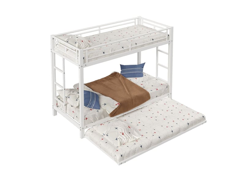 Lit superposé enfant 90x200, sécurité renforcée en747 lit superposé, structure métal robuste, lit gigogne - Conforama A