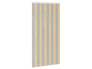 Rideau anti-insectes, moustiquaire en chenille gris et beige 100 x 200 cm cf43442