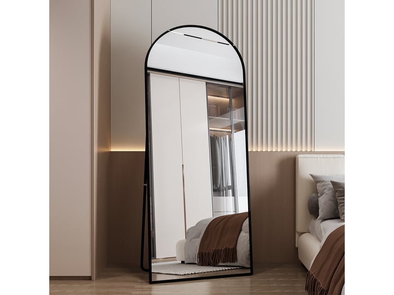  Grand miroir muralpied arche noir 180x80cm - cadre aluminium trempé - design élégant &amp; moderne  - Conforama B