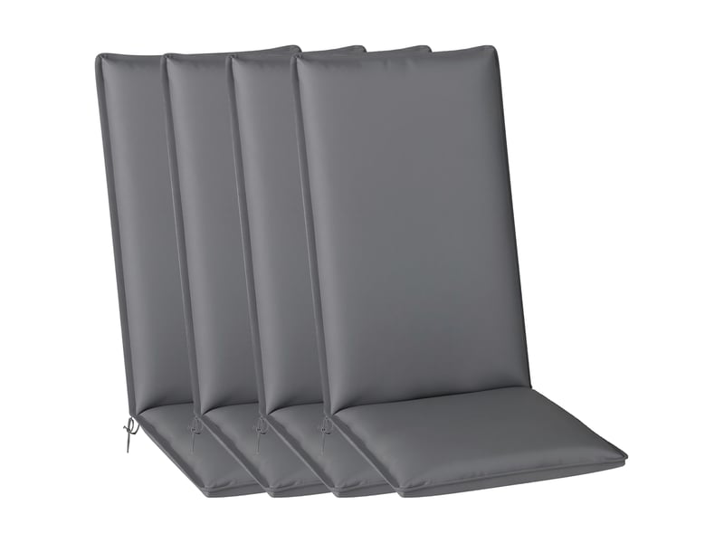  Lot de 4 coussins de chaise extérieur avec attaches et bande réglable, anti-décoloration upf50+, 124x50x5cm, gris  - Conforama A