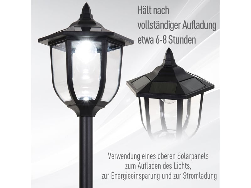  Lampadaire solaire de jardin led ø26,5 x h177 cm noir en plastique, 6 led ip44, pour jardin et terrasse  - Conforama D