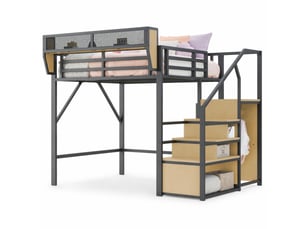 Lit mezzanine 140x200 cm <strong>MODENUIT </strong> <strong></strong> coloris noir