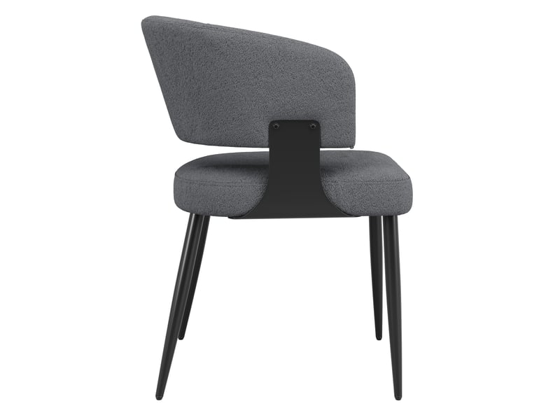  Chaise salle à manger en flanelle de haute qualité, pour cuisine, lot de 6 chaises avec dossier incurvé, salon, salle à manger, gris  - Conforama D