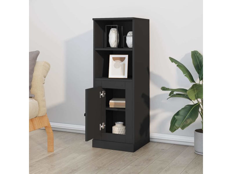  Buffet haut - bahut - meuble de rangement noir 36x35,5x103,5 cm bois d'ingénierie  - Conforama C