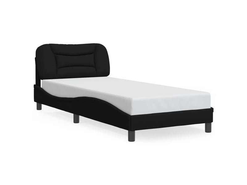  Lit simple- lit adulte -  cadre de lit avec led sans matelas hvar noir 90x200 cm tissu  - Conforama A
