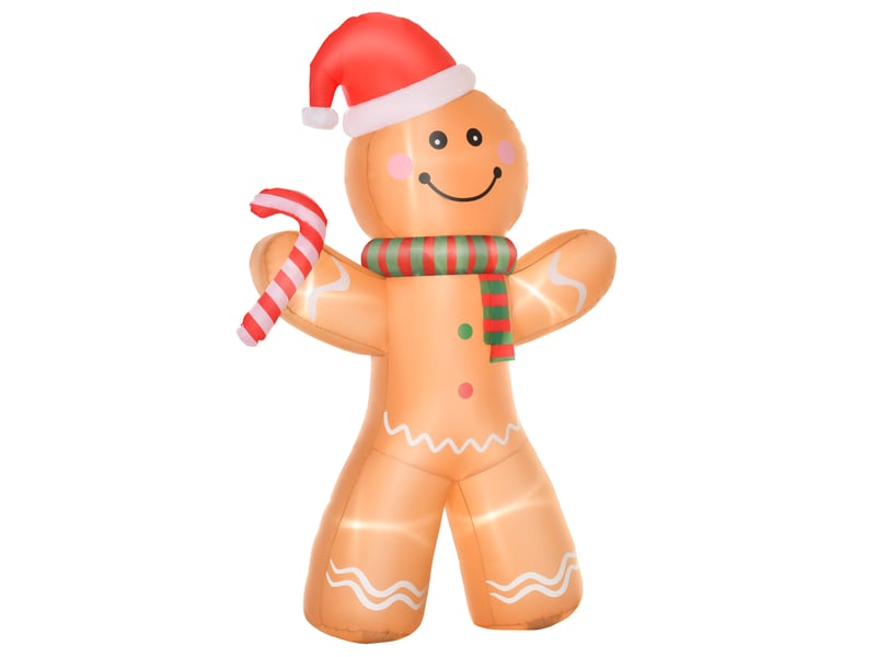  Bonhomme de pain d'épice gonflable de noël avec led et souffleur 240 cm  - Conforama B
