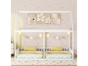 Lit cabane 90x200 cm <strong>MERAX</strong>  <strong>lit enfant blanc</strong> coloris blanc