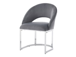 Chaises de salle à manger lot de 4 à dossier incurvé - pieds métal chromé velours gris et argenté