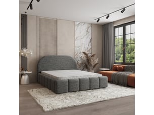 Lit coffre 200x200 cm <strong>MASSENO</strong> <strong></strong> coloris gris