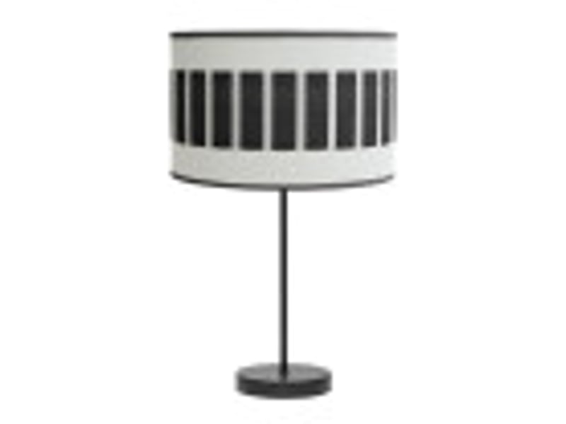  Fabrilamp ivanna grande lampe à poser noir blanc effet bois noir, abat-jour cylindrique textile, 1 x e27, 62 cm 188471109 - Conforama B