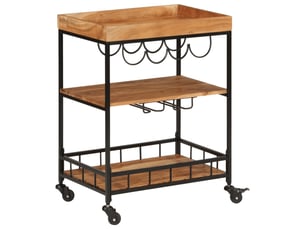Chariot de service, chariot de bar 60x40x80 cm bois massif d'acacia et fer