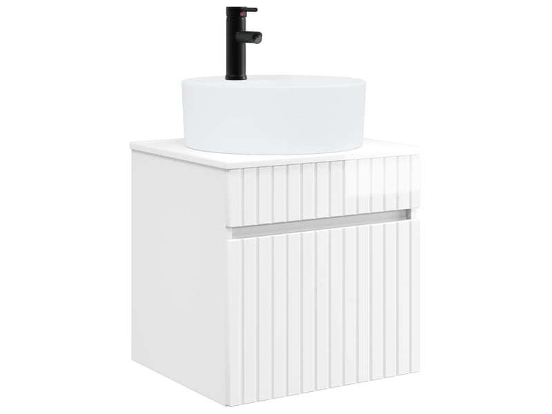 Meuble de lavabo mural, rangement salle de bain blanc brillant 49x44.5x65 cm - Conforama A