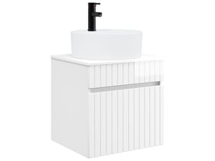 Meuble de lavabo mural, rangement salle de bain blanc brillant 49x44.5x65 cm