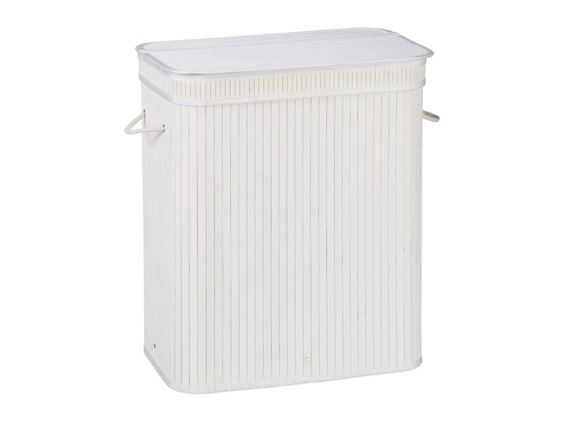  Panier à linge pratique avec couvercle 63 x 55 x 35 cm 2 compartiments aérés en bambou naturel 13_0006480  - Conforama A