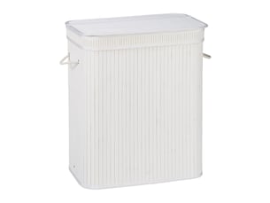 Panier à linge pratique avec couvercle 63 x 55 x 35 cm 2 compartiments aérés en bambou naturel 13_0006480