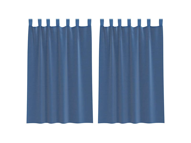  Lot de 2 rideaux en voile, voilages avec boucles bleu royal 140x175 cm cf44294  - Conforama A
