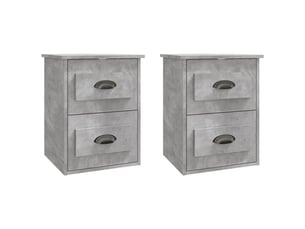 Lot de 2 tables de chevet - cabinet de chevet - table de nuit murales gris béton 41,5x36x53 cm