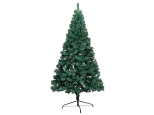 Demi-sapin de noël - arbre de noël artificiel pré-éclairé et boules vert 120 cm
