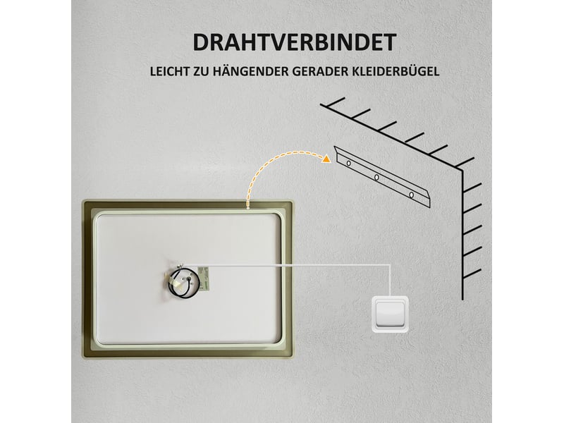 Miroir de salle de bains led 80x60 cm avec grossissement 3x tactile métal blanc  - Conforama E