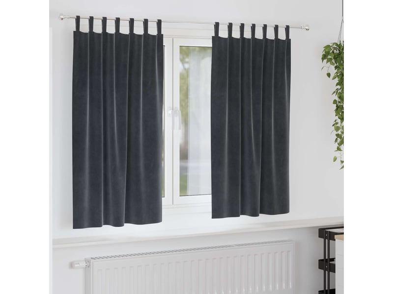 Lot de 2 rideaux, rideaux de fenêtre gris foncé 140 x 175 cm velours cf44063 - Conforama B