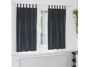 Lot de 2 rideaux, rideaux de fenêtre gris foncé 140 x 175 cm velours cf44063