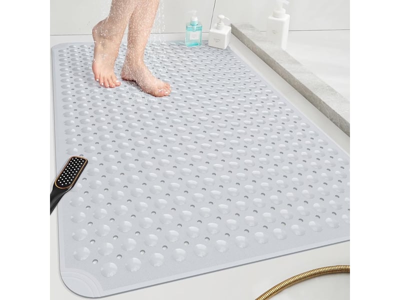  Tapis de douche en tpe à ventouses - 31 x 19 pouces - gris clair  - Conforama B