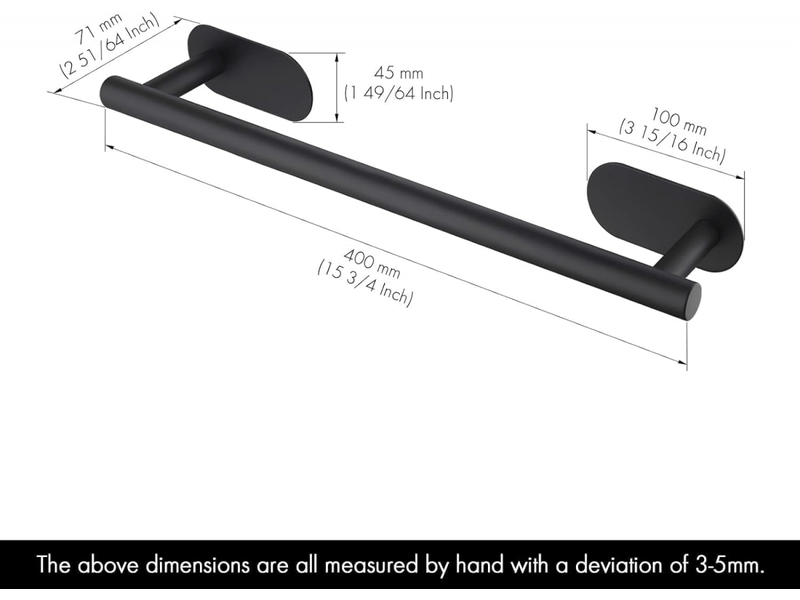  Porte-serviettes de salle de bain 40 cm - pratique et durable, en acier inoxydable 304, fixation murale autocollante  - Conforama B