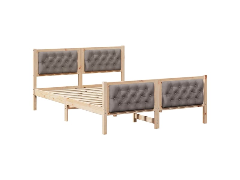  Lit double- lit adulte -  cadre de lit avec tête de lit taupe 150 x 200 cm pin massif  - Conforama A