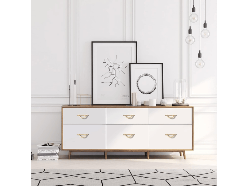 Poignées dorées pour cabinets de cuisine de 96 mm en alliage de zinc avec vis pour bureaux, tiroirs et armoires.  - Conforama D