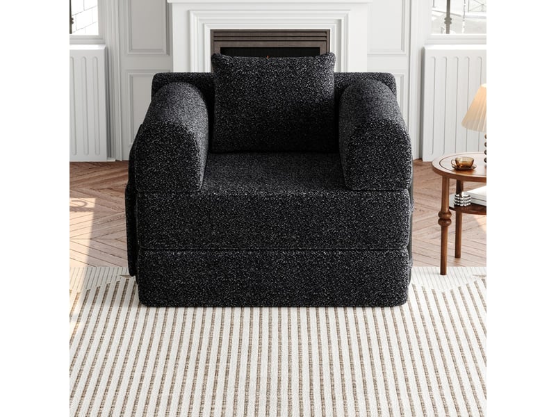  Canapé convertible 2 en 1 en chenille avec rangement accoudoir trois cadres métal configurations multiples  - Conforama E
