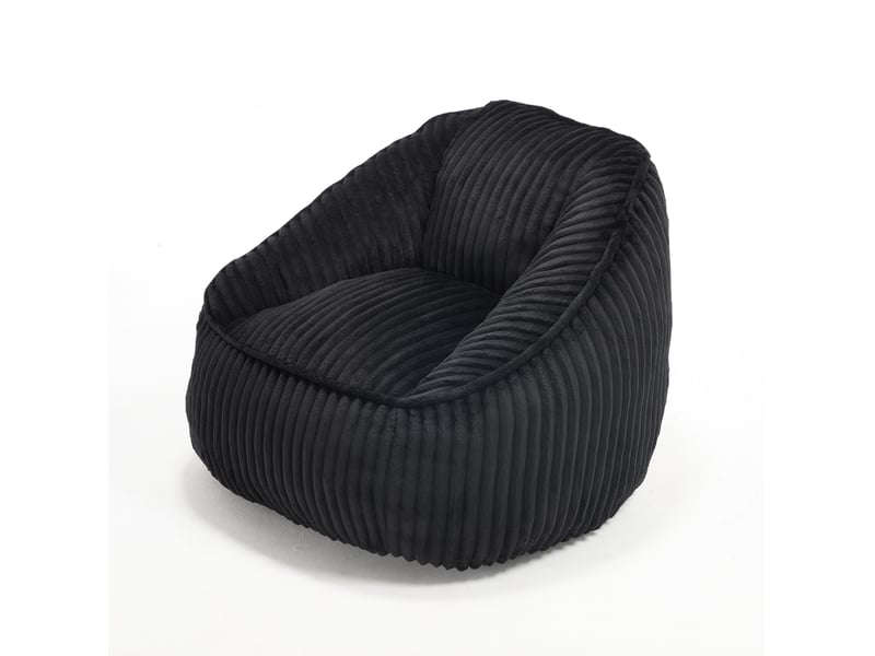  Fauteuil poire tcqpz en velours côtelé noir 98 x 92 x 73 cm mousse à mémoire de forme  - Conforama A