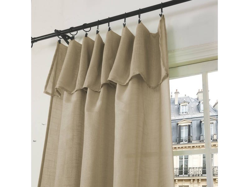 Lot de 2 voilages ajustables + 8 anneaux pince 140 x 270 cm evasion polyester effet lin - Conforama D