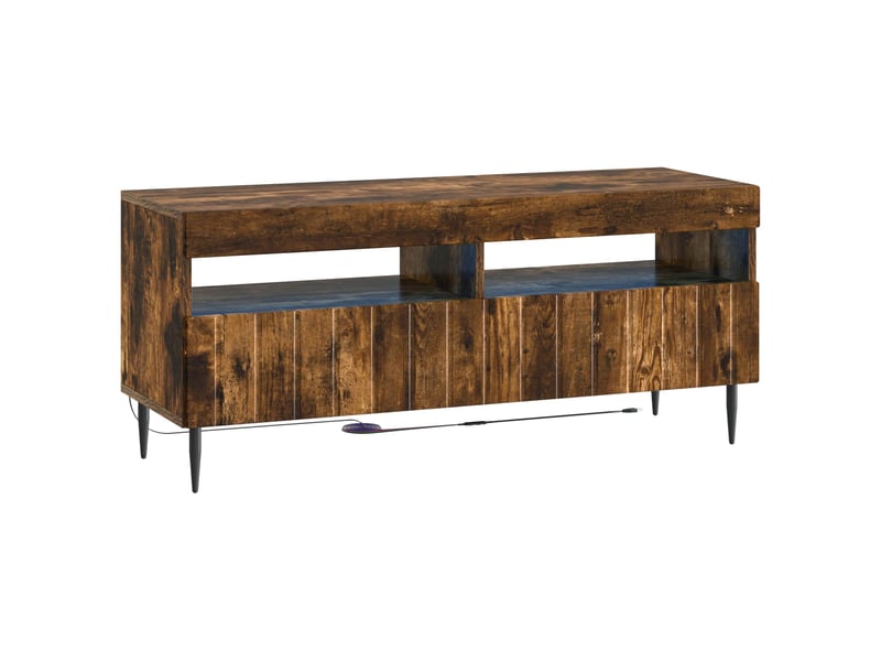  Meuble tv - banc tv - meuble de rangement led 5 pièces chêne fumé bois d'ingénierie  - Conforama E